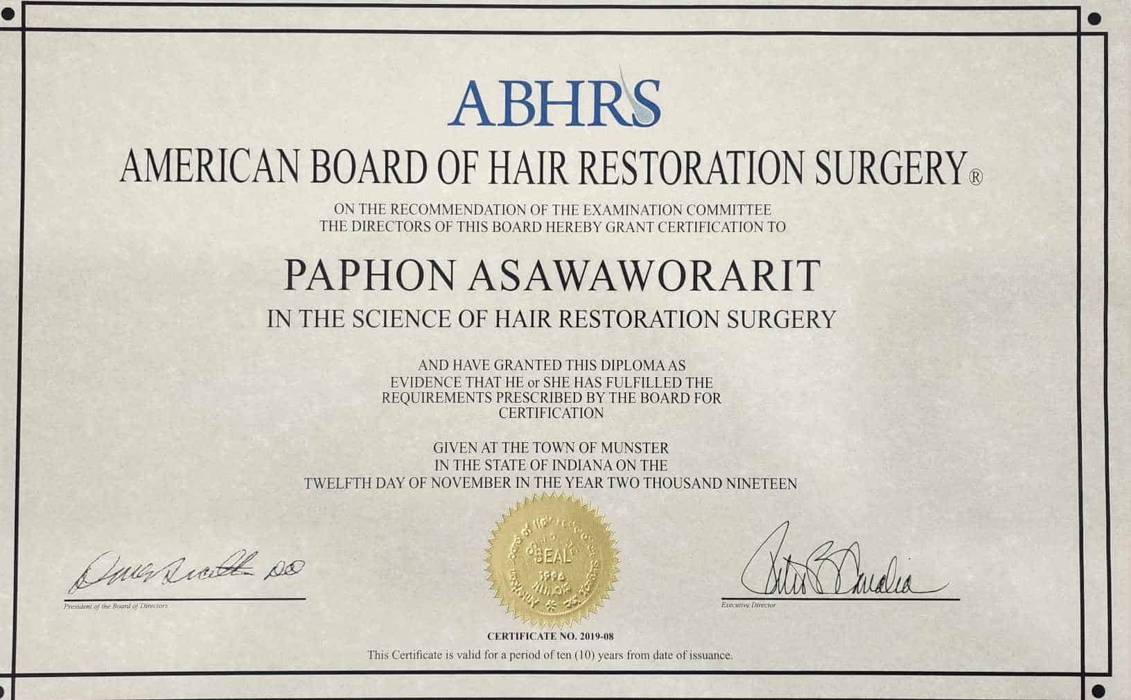 ABHRS certified doctor